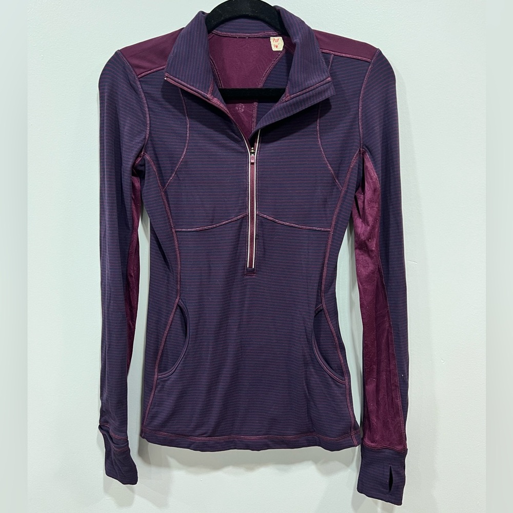 Lululemon Star Runner Pullover in Hyper Stripe Plum/Plum - Size 4
